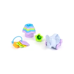 Green Toys Baby Toy Starter Set (First Keys, Stacking Cups, Elephant)