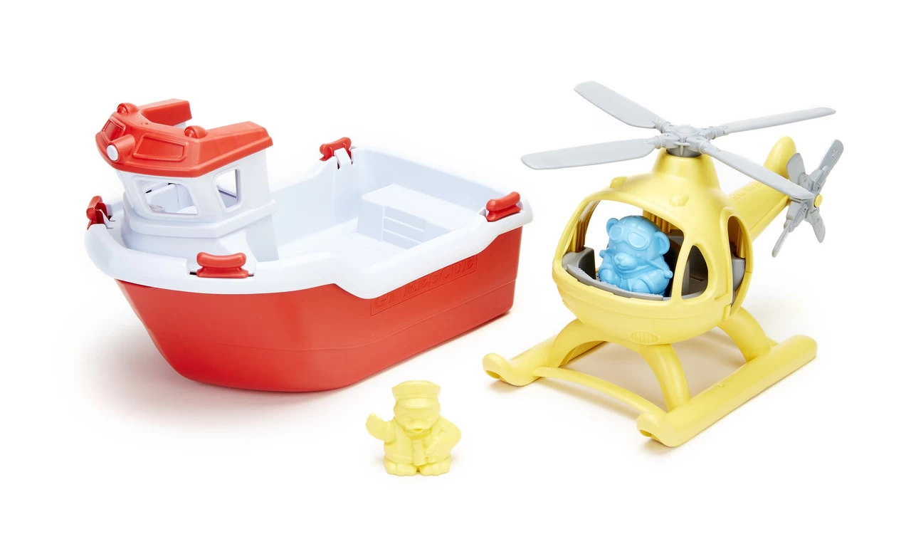 Green Toys Rescue Boat & Helicopter - Image 2