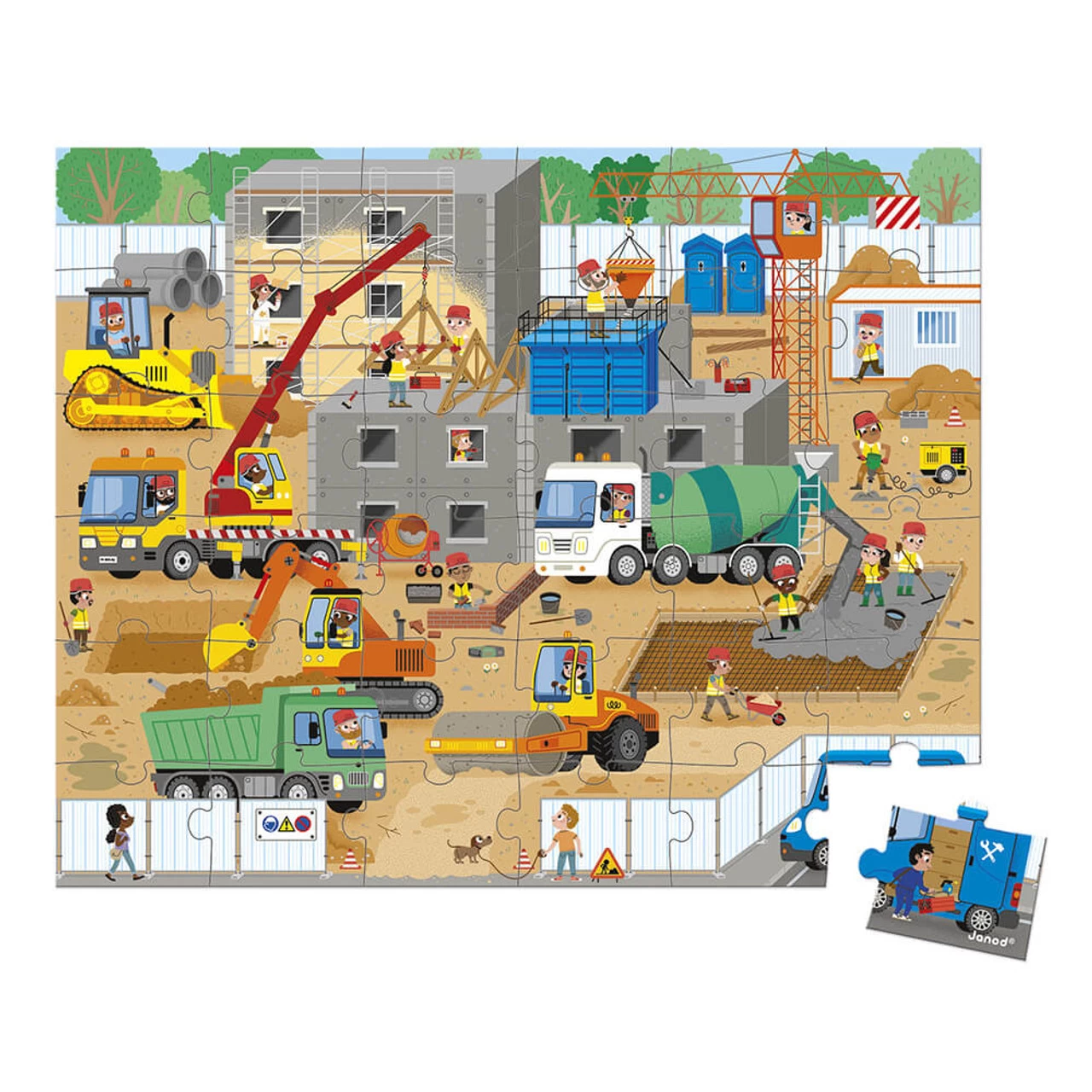 Janod Puzzle 36 Pieces: Construction Site - Image 2