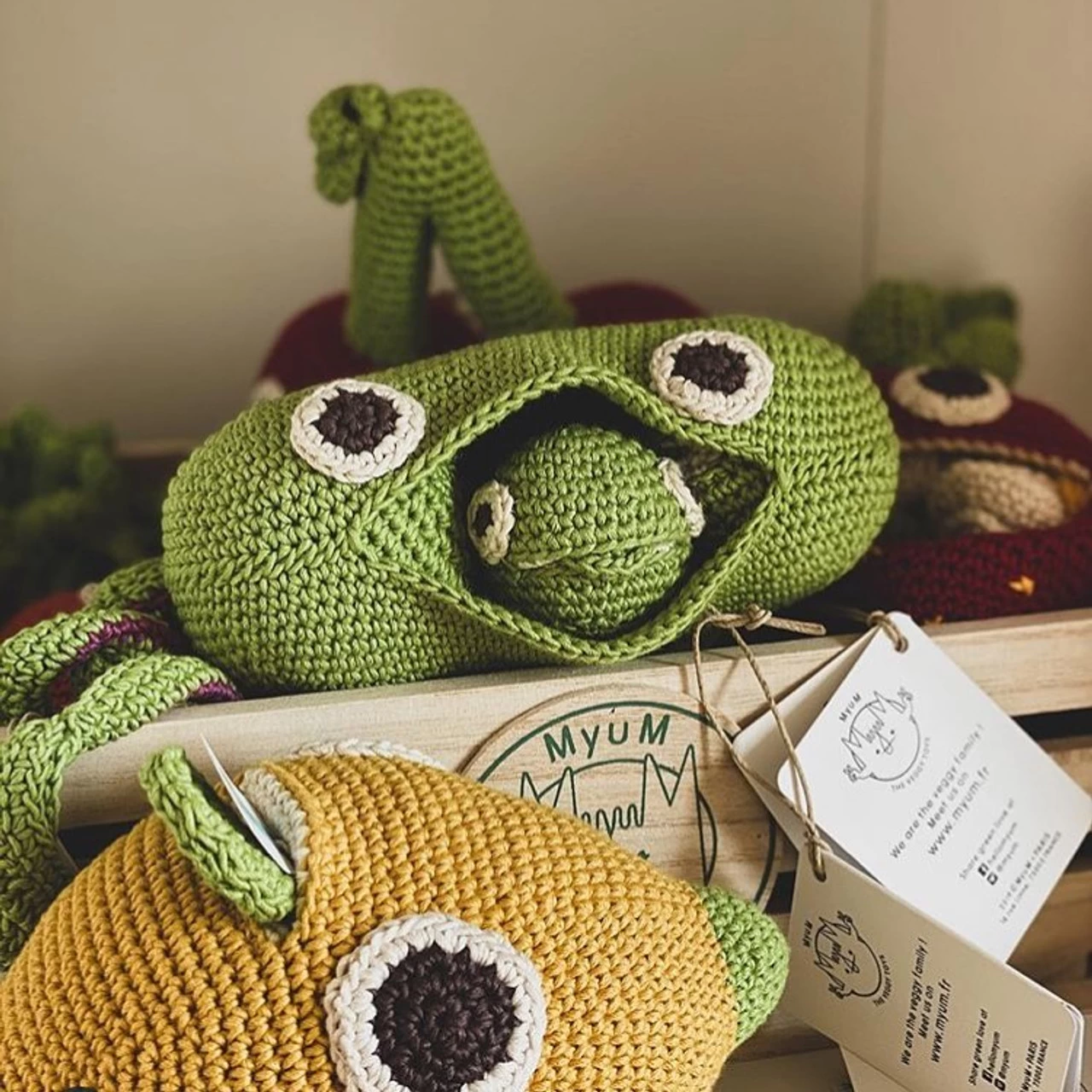 MyuM-The Veggy Toys 100% Organic Coton MINI GREEN PEAS - Image 5