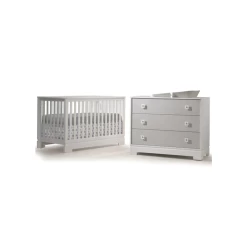 Natart Olson Convertible Crib & 3 Drawer Dresser XL White/Mosaic