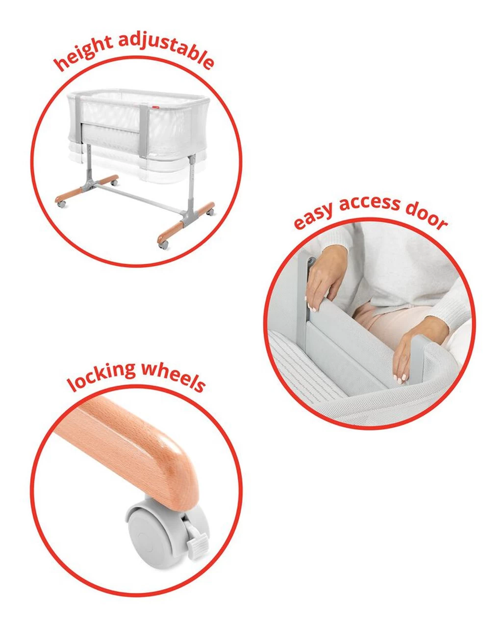 Skip Hop Cozy-Up 2-in-1 Bedside Sleeper - Bassinet-Grey - Image 5